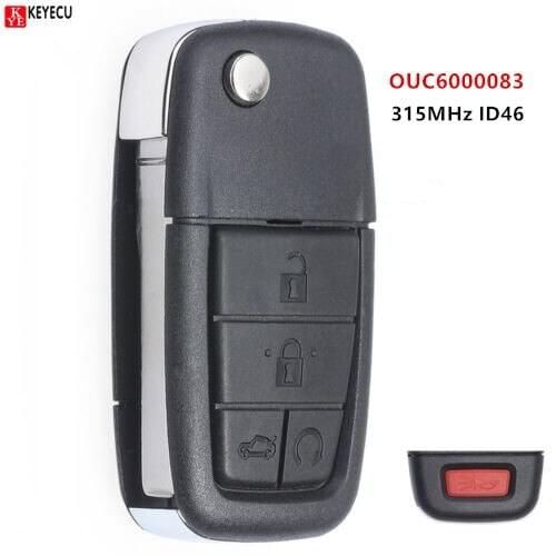 Keyecu Flip Key Car Remote key Fob Fit for Pontiac G8 2008-2009 5 Button 315MHz/ 433MHz ID46 transpond chip FCCID:0UC6000083