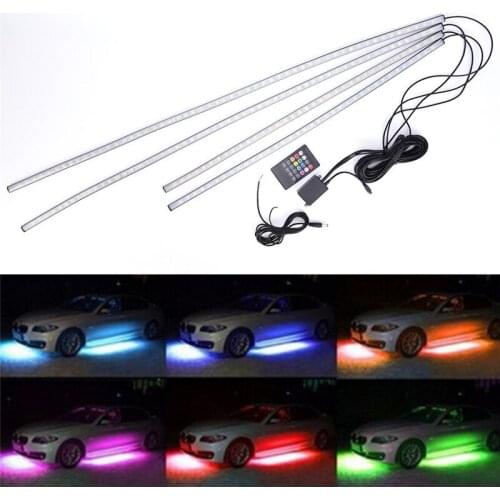 HotSale Music Remote Control RGB LED Strip Under Car Tube Underglow Underbody System Neon Light DC12V 15V 5050