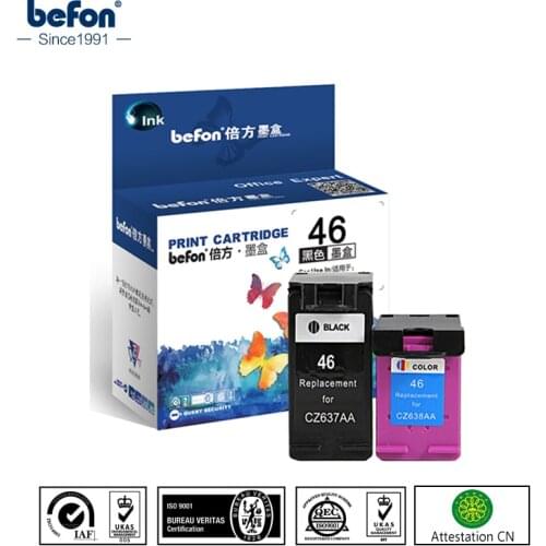 Befon Re-manufactured 46 XL Cartridge set Replacement for HP 46 HP46 Ink Cartridge for Deskjet 2020 2520hc color Inkjet printer
