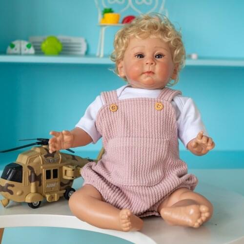 NPK 58CM Reborn Huxley Doll with Rooted Blond Hair Soft Touch Cuddly Baby Doll High Quality Hand Made Collectible Art Doll