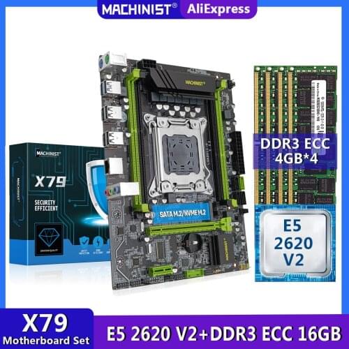 Xeon E5 2620 V2 Processor X79 Motherboard LGA 2011 Kit Set With DDR3 ECC 16G(4*4G) RAM Surppot SATA M.2 NVME M.2 X79-V2.82H PC