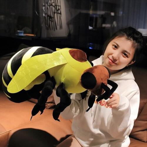 Kawaii Fuzzy Bumblebee Plush Bee Pillow Stuffed Animals Plush Toys Cute Honey Bee Toys Ladybug Ladybird Soft Pillow Cushion