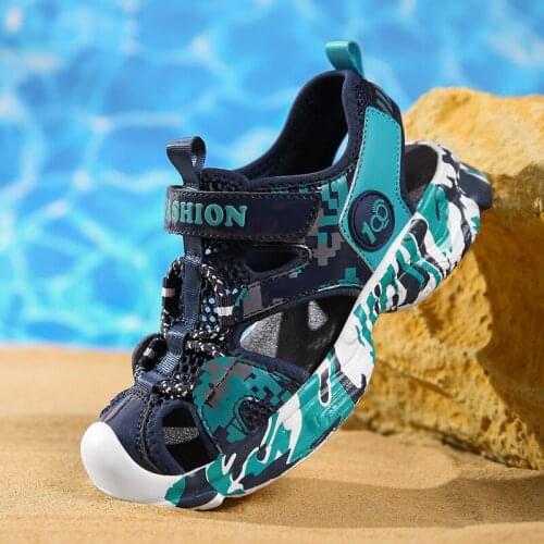 Brand Fashion Anti-slip Boys Summer Flat Sandals 2021 TPR Bottom Children Kids Camouflage Beach Shoes Comfortable Sandals