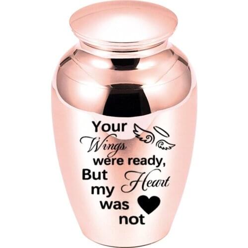 Your Wings were Ready My Heart was Not- 5 colors Beautiful Small Mini Keepsake Urn for Human Ashes - with Small Gift Velvet Bag