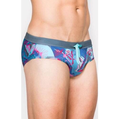 Mens Swim Briefs Retro Leaf Print Contour Pouch Bikini Swimsuit Sexy Bating Suit Board Shorts Surf Trunks Beach Underwear