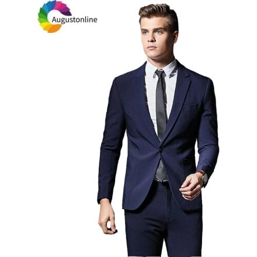 Formal Navy Blue Men Suits Wedding Suits for Man Slim Fit Groom Tuxedo Custom Made Gentle Best Man Blazer Jacket Pants 2Piece