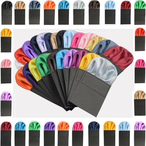 Men Solid Plain Satin Pre Folded Pocket Square Wedding Party Hanky Handkerchief BWTYY0507
