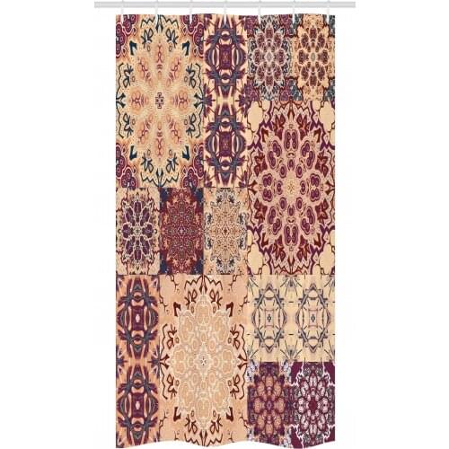 Tile Mandala Shower Curtain Set Ornamental Moroccan Mosaic Art Waterproof Fabric Narrow Bath Curtain Bathroom Decor with Hooks