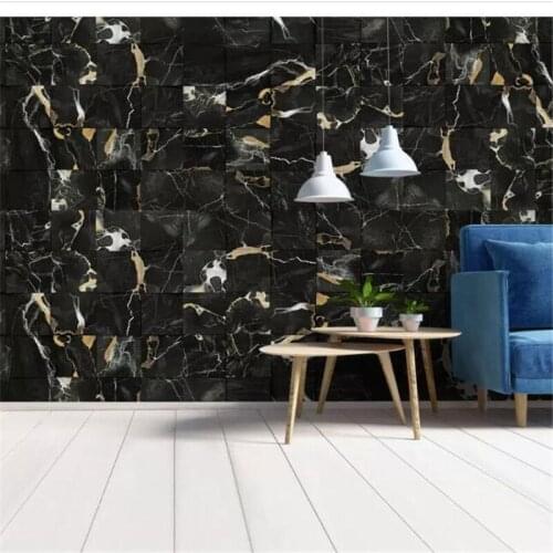 Mural papel de parede 3D Custom wallpaper Modern fashion black gold sand marbled gold mural background wall behang
