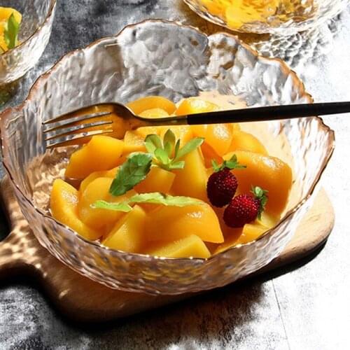 Creative Irregular Glass Bowl Fruit Ice Cream Salad Bowl Tableware Soup Dessert Fruit Bowls Kitchen Dinnerware Tableware Decor