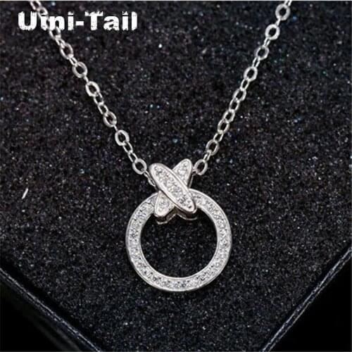 Uini-Tail hot new 925 sterling silver temperament sweet round micro-inlay necklace Korean fashion trend silver jewelry GN697