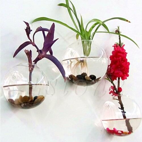 Flower Plant Stand Hanging Vase Hydroponic Ball Transparent Clear Glass Round Terrarium Container Home Wedding Garden Decor