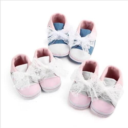 New Baby Shoes Lovely Lace Newborn Girls First Walkers Soft Sole Infants Sport Shoes