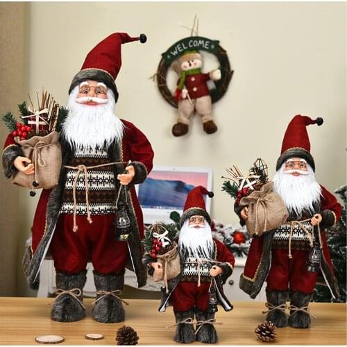 Christmas Theme Party Supplies Rose Red Robe Santa Claus Doll Ornaments Christmas Gifts Holiday Decorations