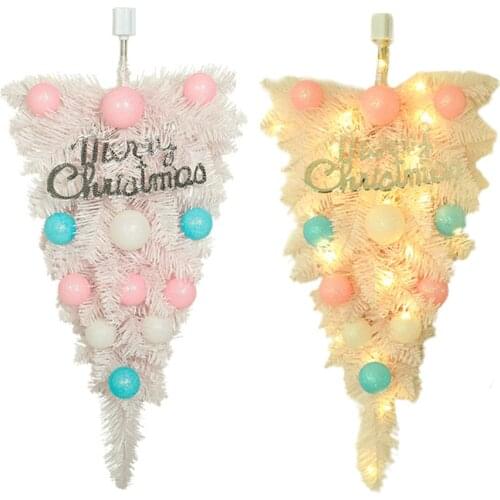 Upside Down Holiday Hanging Home Christmas Swag Rattan Macaron Ball Plastic Decoration Wall Ornaments Pink