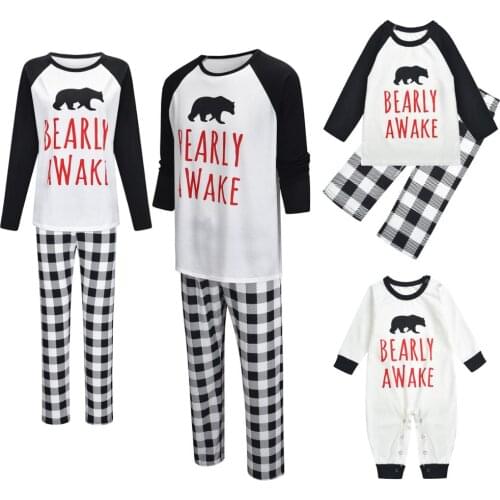 Family fat Mother Father baby Boys Girls Clothes Set For Christmas Outfit Set Printed Letter Top+Pants large size Xmas Pajamas