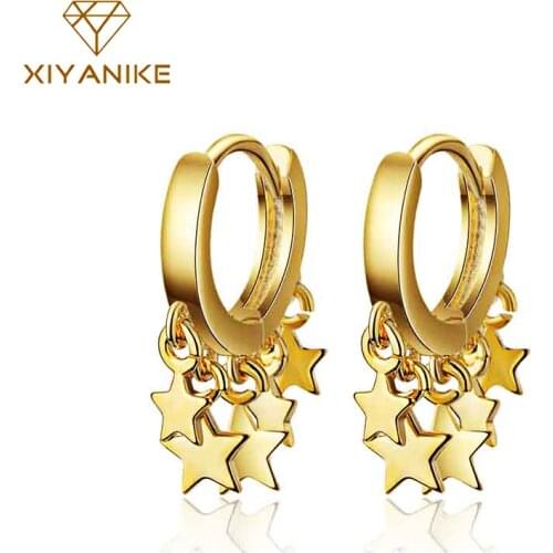 XIYANIKE 925 Sterling Silver design creative Star Drop Earrings Korean Style Fashion Elegant Ear Jewelry Women Christmas Gift