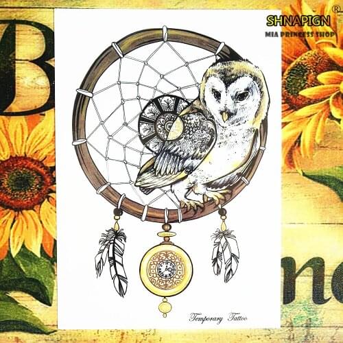 SHNAPIGN Chinese Owl Temporary Tattoo Body Art Flash Tattoo Stickers 12*20cm Waterproof Henna Styling Home Decor Wall Sticker