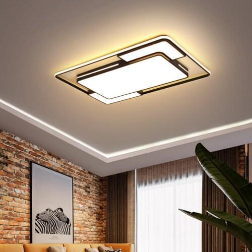 Modern Led Flush Mount Ceiling Light Fixture with Remote Control Black Dimmable Ceiling Lamp for Kitchen Bedroom Living Room