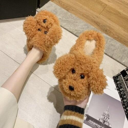 Comfortable cotton slippers female indoor students in autumn and winter. Cute non-slip thick-soled home warm wool slippers new