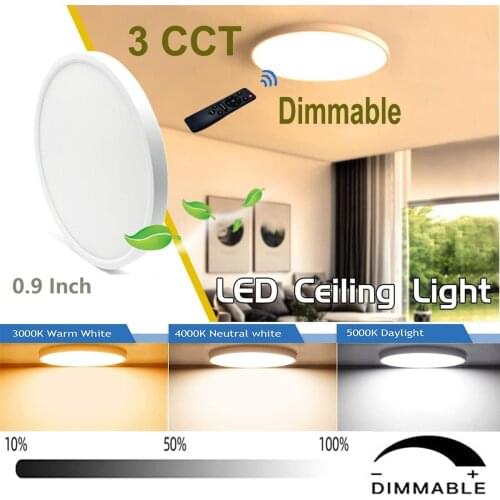 Ultra-thin LED Ceiling Light 3 Color Change Dimmable 24W 28W 38W 48W Morden Style Panel Light for Bedroom Livingroom Bathroom
