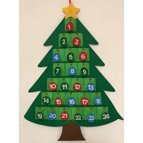 DIY Felt Christmas Tree Advent Calendar Set With Ornaments For Kids Xmas Gifts New Year Door Wall Hanging Decorations