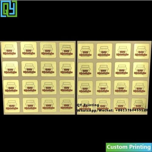 1000pcs 15x15mm free shipping custom printed golden foil Vinyl stickers gold adhesvie labels gold aluminium foil sticker label
