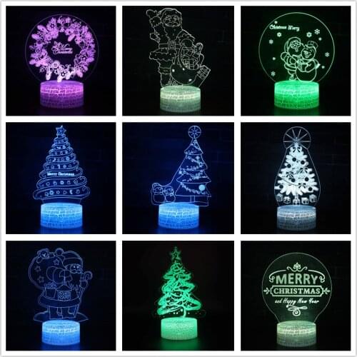 3D Night Lights Acrylic Christmas Tree USB Remote Touch Table Lamp 7 Colors Kids Xmas Gift Home Bedroom Decoration