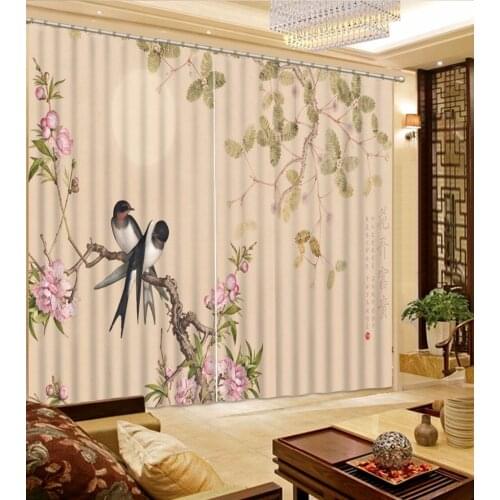 3d curtains for living room home decor decoration Bird flower tree curtains for living room 3d