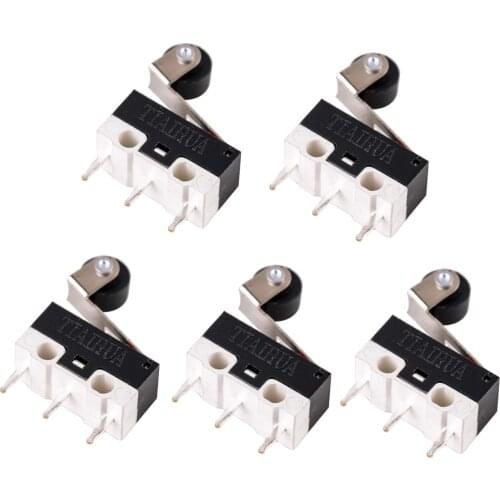 5pcs 6.5mm Pitch Micro Limit Switch Miniature Roller Lever Arm SPDT Sub Microswitch 12 x 6 x 6mm