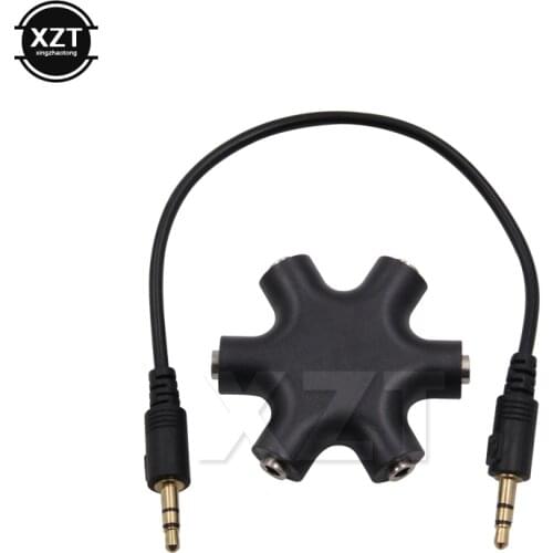 6 Multi Port 3.5mm Earphone Adapter Jack Plug Stereo Headphone Splitter for PC/MP3 Smartphone Player Audio Cables