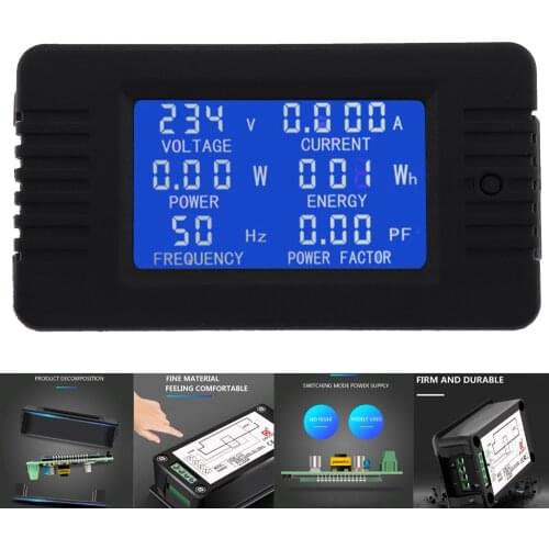 AC 6 in1 220V 100A Single Phase Digital Panel Amper Volt Current Meter Watt Kwh Power Factor Meter with Coil CT PZEM-022