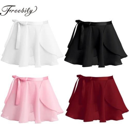 Kids Basic Ballet Wrap Skirt with Waist Tie Ballerina Soft Skirts Ballet Tutu Mini Skirt Girls Dance Practice Wear Over Scarf