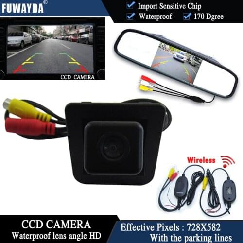 FUWAYDA Wireless CCD Chip Car Rear View Camera for Mercedes-Benz S-Class S-Klasse GLK300 GLK350+4.3 Inch rearview Mirror Monitor