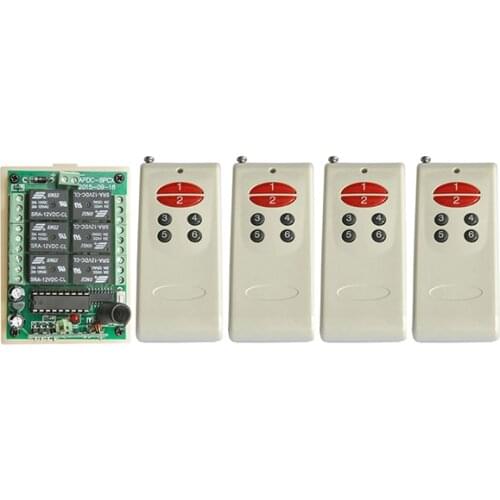 DC12V 6CH 10A RF wireless remote control switch system transmitter & receiver relay Learning Code/lamp/ window