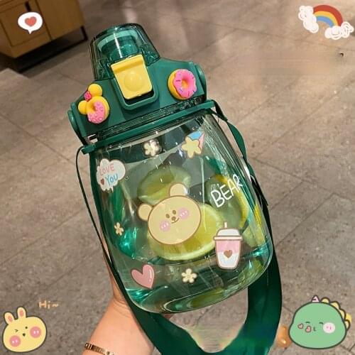 1200ml The Juice Glass Has Four Colors Extra Large Childrens Bottle with Straw Portable Cute Summer Cups Instagram Wind Kettles