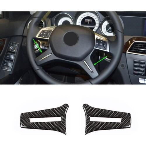 For Mercedes Benz C Class W204 2005 2006 2007 2008 2009 2010 2011 2012 2pcs Carbon Fiber Car Steering Wheel Panel Cover Trim