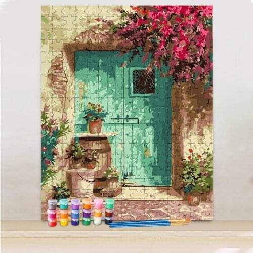 GATYZTORY DIY Painting By Numbers Jigsaw Puzzle For Adults Door Landscape Acrylic Paint By Numbers Kits For Home Wall Art Pictur