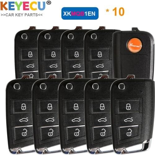KEYECU 10x XHORSE English Version XKMQB1EN for VW MQB Style Wire Universal Remote Car Key - 3 Button - for VVDI Key Tool, VVDI2