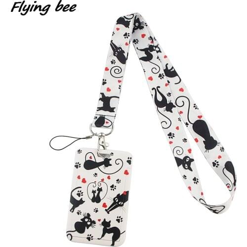 Flyingbee X1388 Cute Black Cat Bank Credit Card Holder Wallet Bus ID Name Work Card Holder For Student Card Cover Business Card