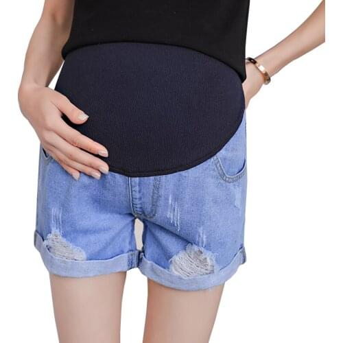 Summer Maternity Belly Shorts Pregnant Jeans Denim Shorts Loose Pants For Pregnant Women Safety Pants Pregnancy Shorts