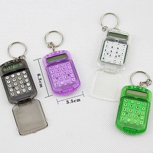 Mini Calculator with Keychain, Flip cover, Portable Student Electronic Calculator for Kids Children School Supply Random Color