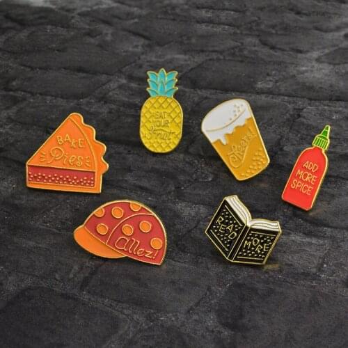 Cartoon Beer mug Bake dies Cake Pineapple Book Paint bottle Cheers Allez Hat Brooch Enamel Pins Buckle Jacket Lapel Pin Badge