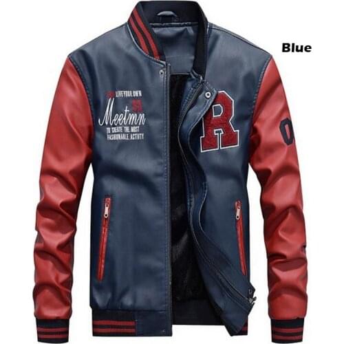 Jackets Men Stand Collar Pu Leather Coats Fleece Pilot Jacket hombre Thick Faux Fur Zipper College Luxury jaqueta de masculina