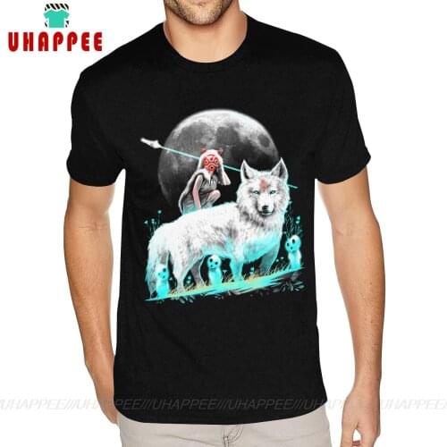 Custom Princess Mononoke Shirts for Men 3XL Short Sleeves Pure Cotton Black O Neck T Shirts
