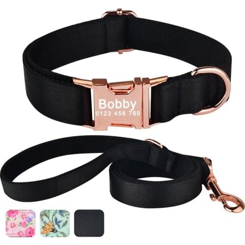 Dog Leash Custom Dog Collars Nylon Personalized Pet Dog Tag Collar Lead For Small Medium Large Dogs Pitbull Bulldog Pugs Beagle