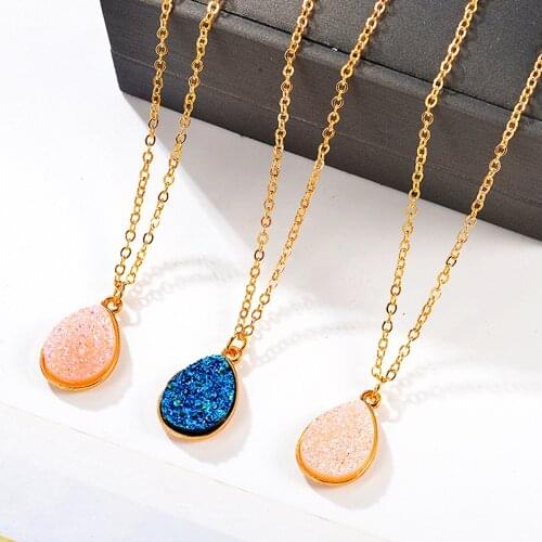 New creative necklace simple water drop pendant ,fashion sweet Crystal Cluster necklace long necklace women jewelry HWASY1804