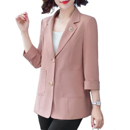 New 2021 Women Blazer Plus Size Spring Autumn One Piece Casual Suit Jacket Profession Womens Clothing With Lining Black 4XL