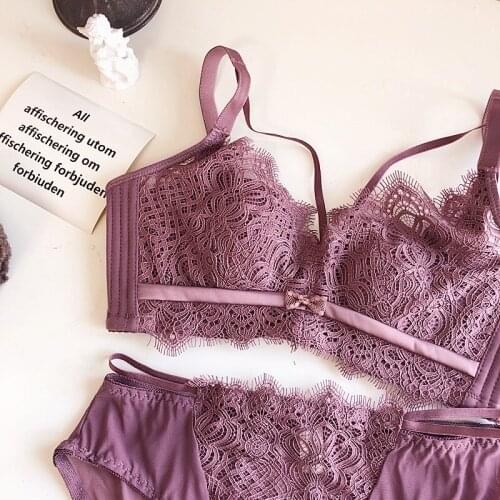 Sexy and comfortable ultra-thin lingerie crystal cups gathered to close the breasts underwear sets women plus size bralette