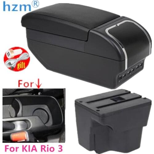 Armrest box For KIA Rio 3 2011-2016 with USB Charging ashtray cup holder Rotatable Center Centre Console Storage box